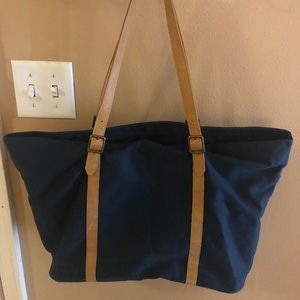 Hearth & Hand Navy Tote with Leather Straps